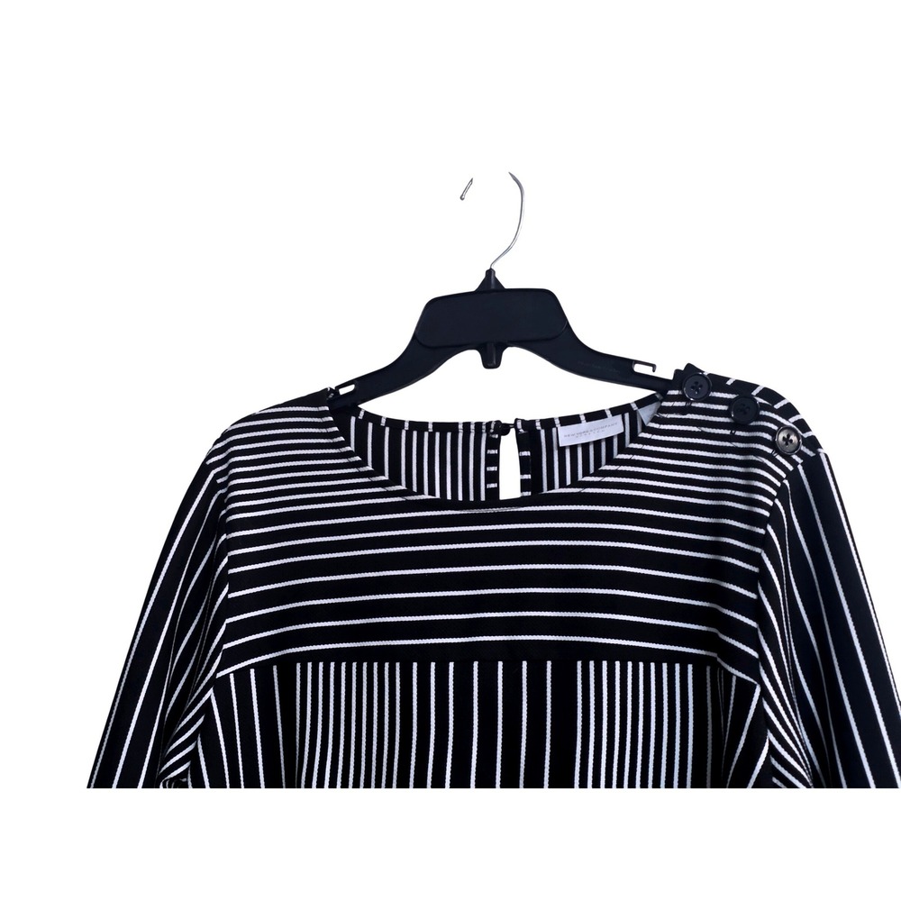 New York & Company Women's Striped Bell Sleeve Shift Dress Black White Xl - Picture 3 of 10